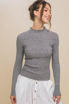 Fitted Ribbed Knit Sweater