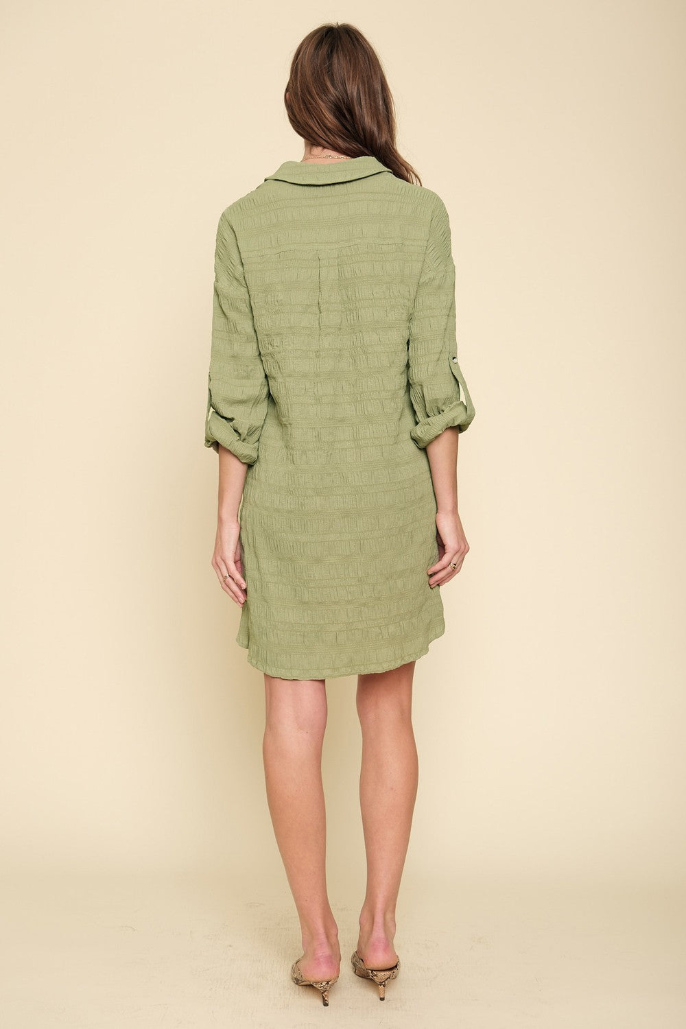 DOORBUSTER: Textured Button Down Shirt Dress