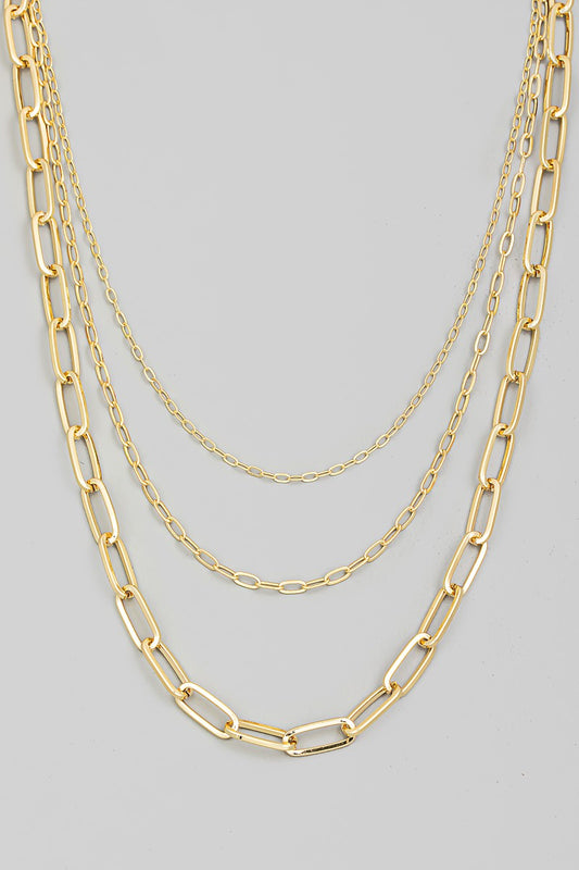 Triple Oval Chain Link Necklace