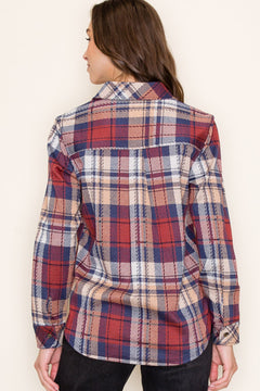 Breaking Plaid Button Knit Top