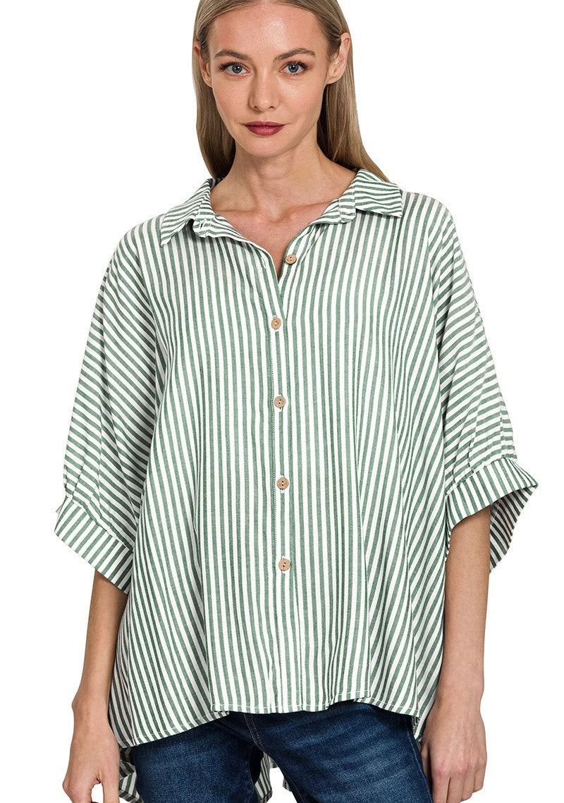 Daybreak Striped Short Sleeve Button Up- 3 Colors!