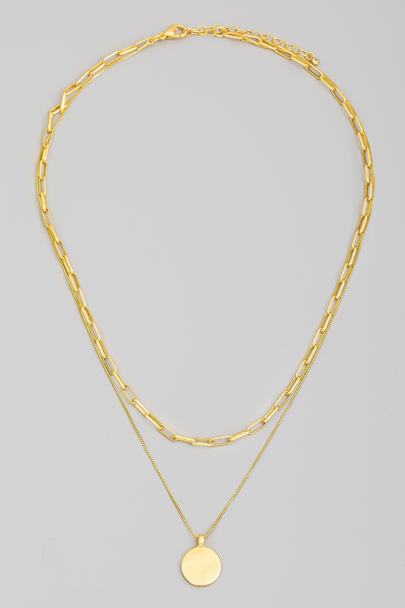 Gold Dipped Coin Layered Necklace