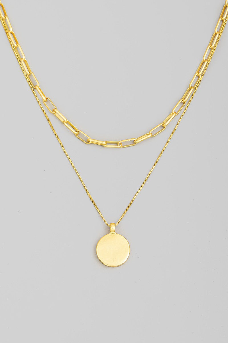 Gold Dipped Coin Layered Necklace