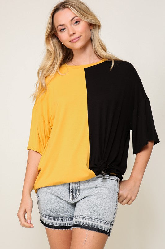DOORBUSTER Game Day Multi Color Knit Top: GO YELLOWJACKETS