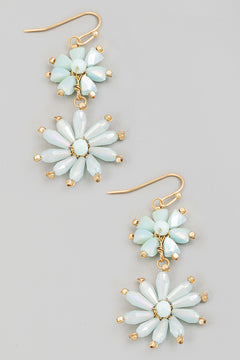 Lulee Beaded Flower Dangle Earrings- 2 Colors.