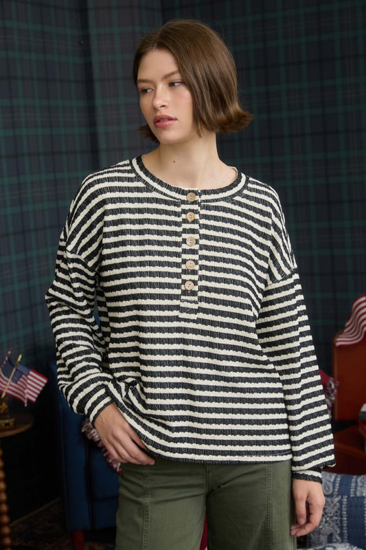 Natasha Textured Striped Long Sleeve