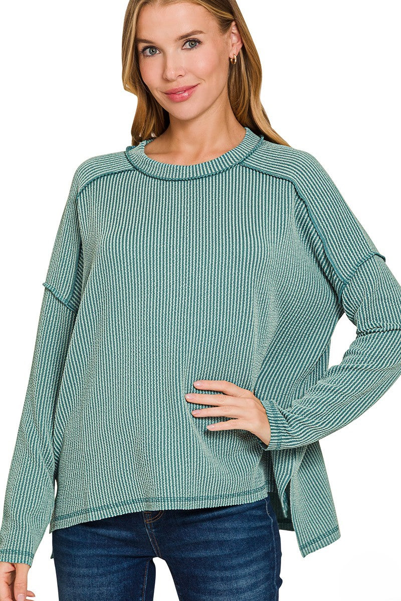 Julianna Ribbed Long Sleeve Top- 2 Colors!
