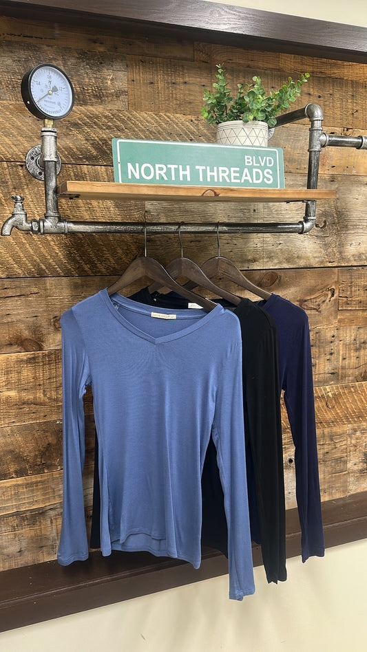 DOORBUSTER: Ansley Basic V-Neck Top- 3 Colors!
