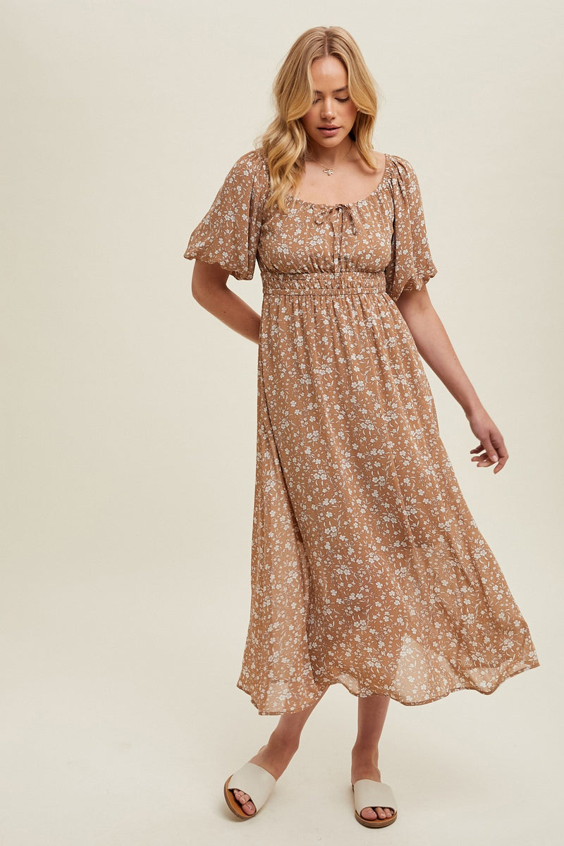 Whispers Of Wisdom Floral Midi Dress