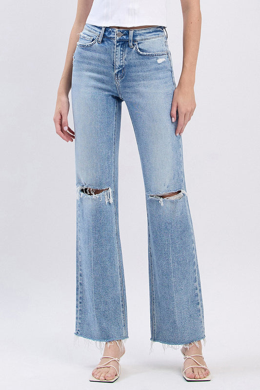 Flying Monkey High Rise Distressed Slim Wide Leg