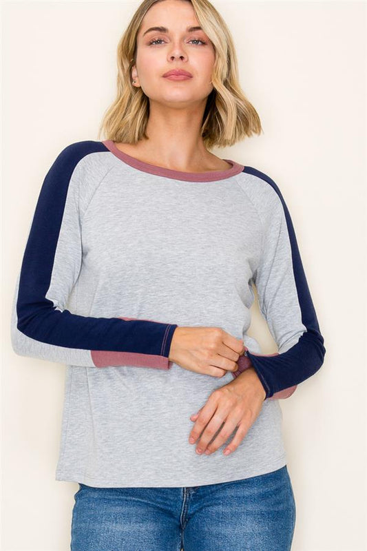 Abbie Color Block Long Sleeve Top