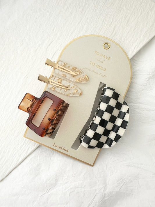 3PC Assorted Hair Clip Set- 2 Colors!