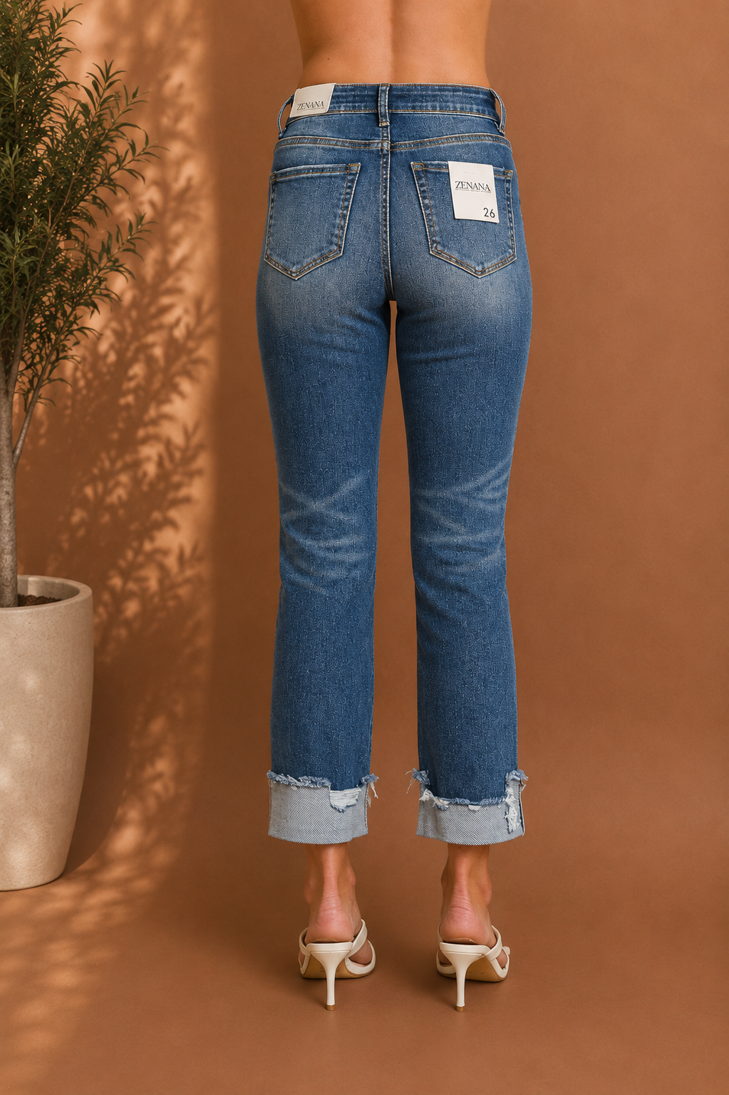 Stretch Cuffed Skinny Jeans