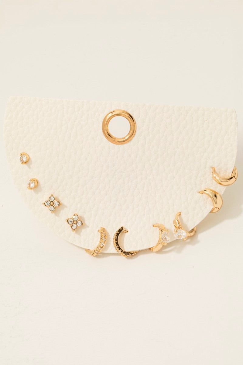 Clover Stud & Hoop Earring Set