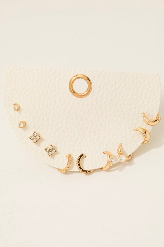 Clover Stud & Hoop Earring Set