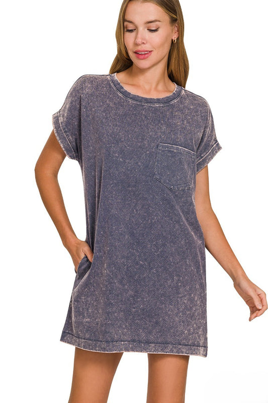 It's Justified Acid Wash T-Shirt Dress