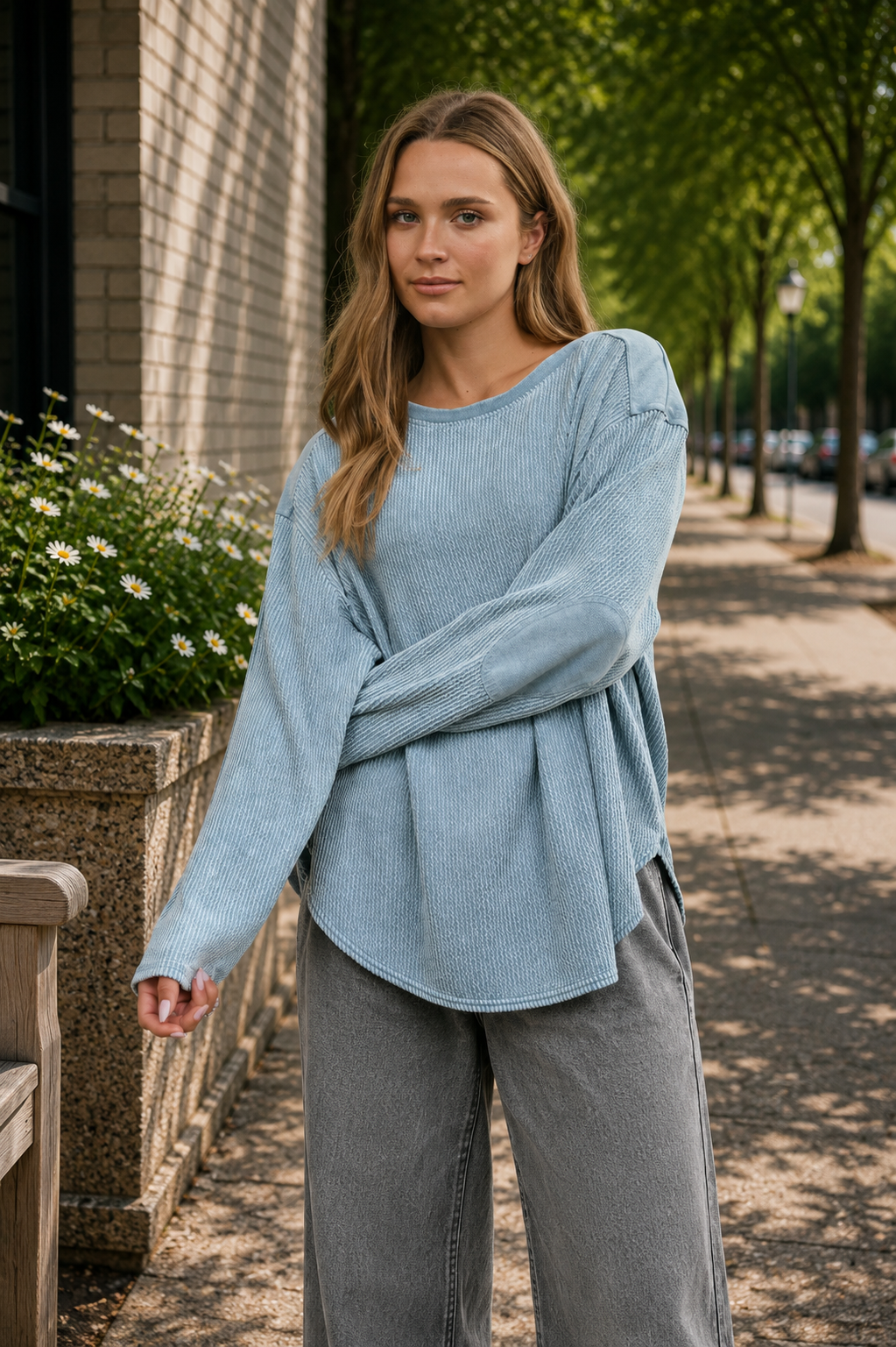 Patchwork Waffle Knit Top