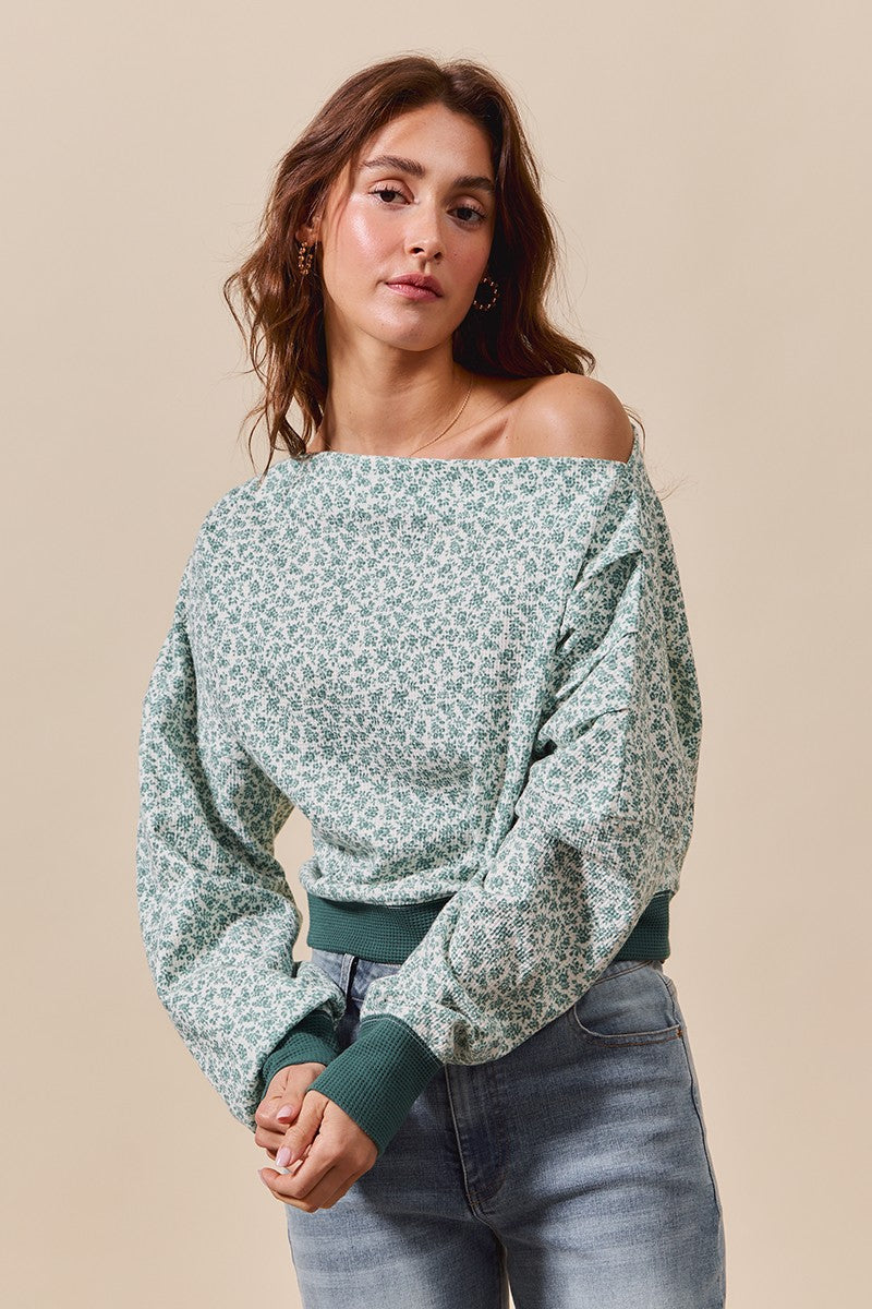 Ditsy Floral One Shoulder Thermal Top