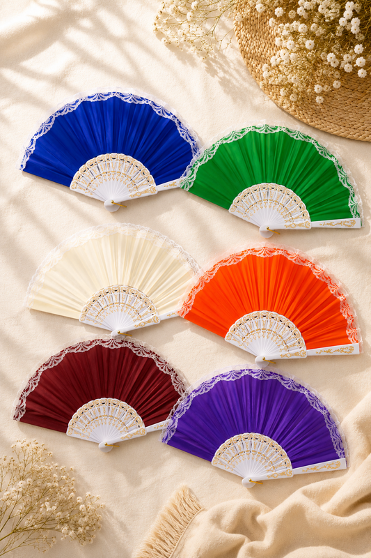 Lace Trim Folding Hand Fan-ASSORTED