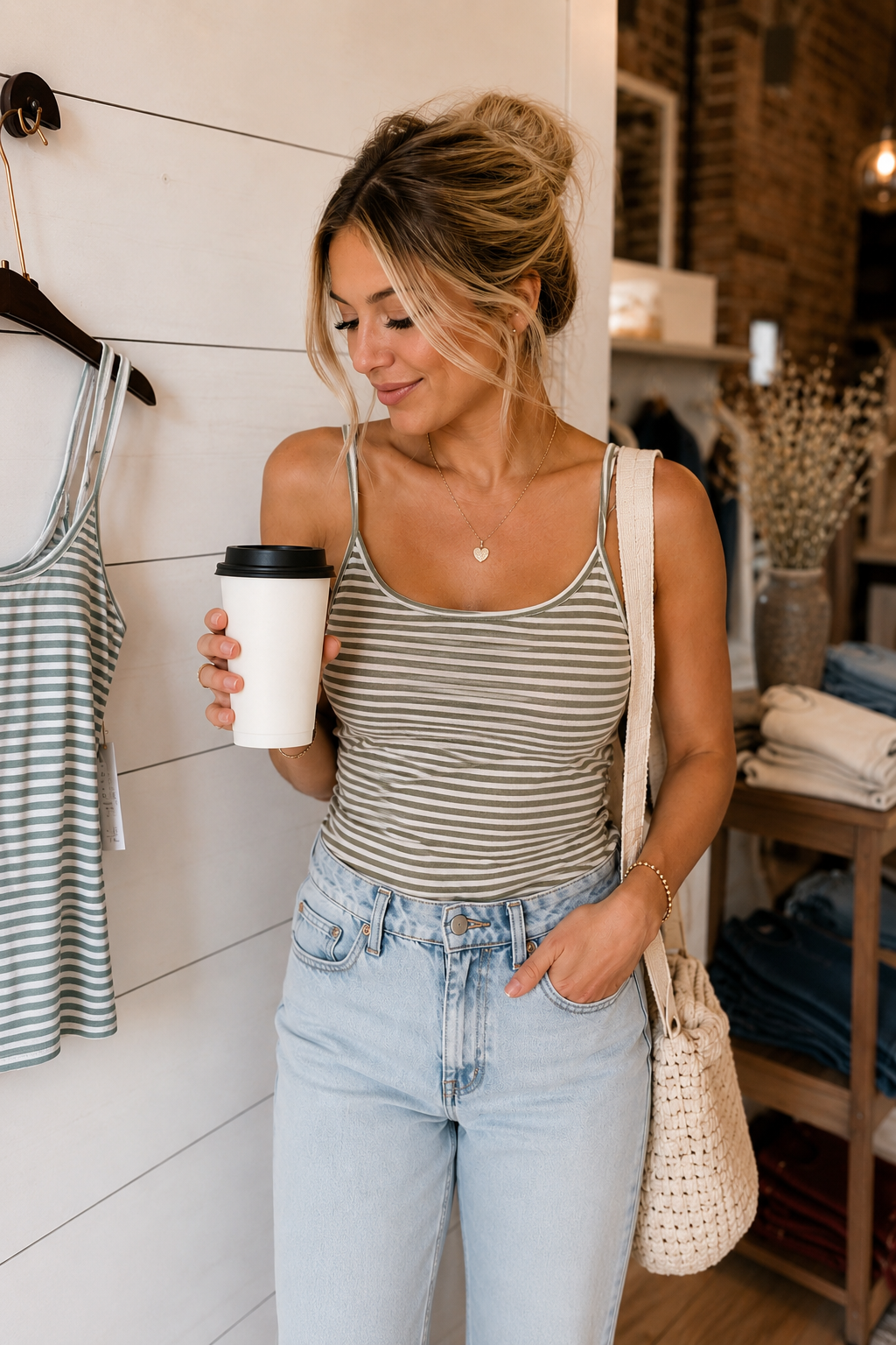 Striped Built-In Bra Cami