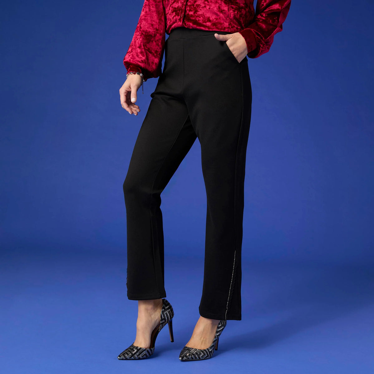 Celyse Lace & Rhinestone Flare Pants