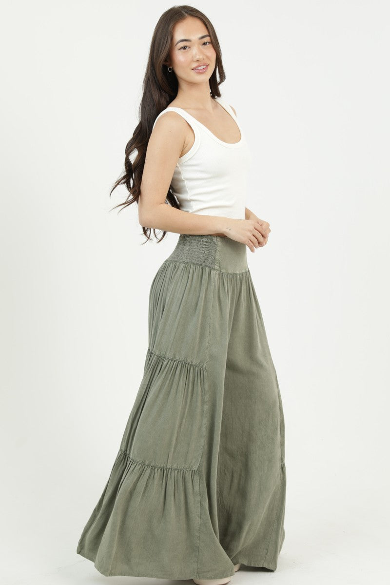 V-Yoke Wide Leg Pants