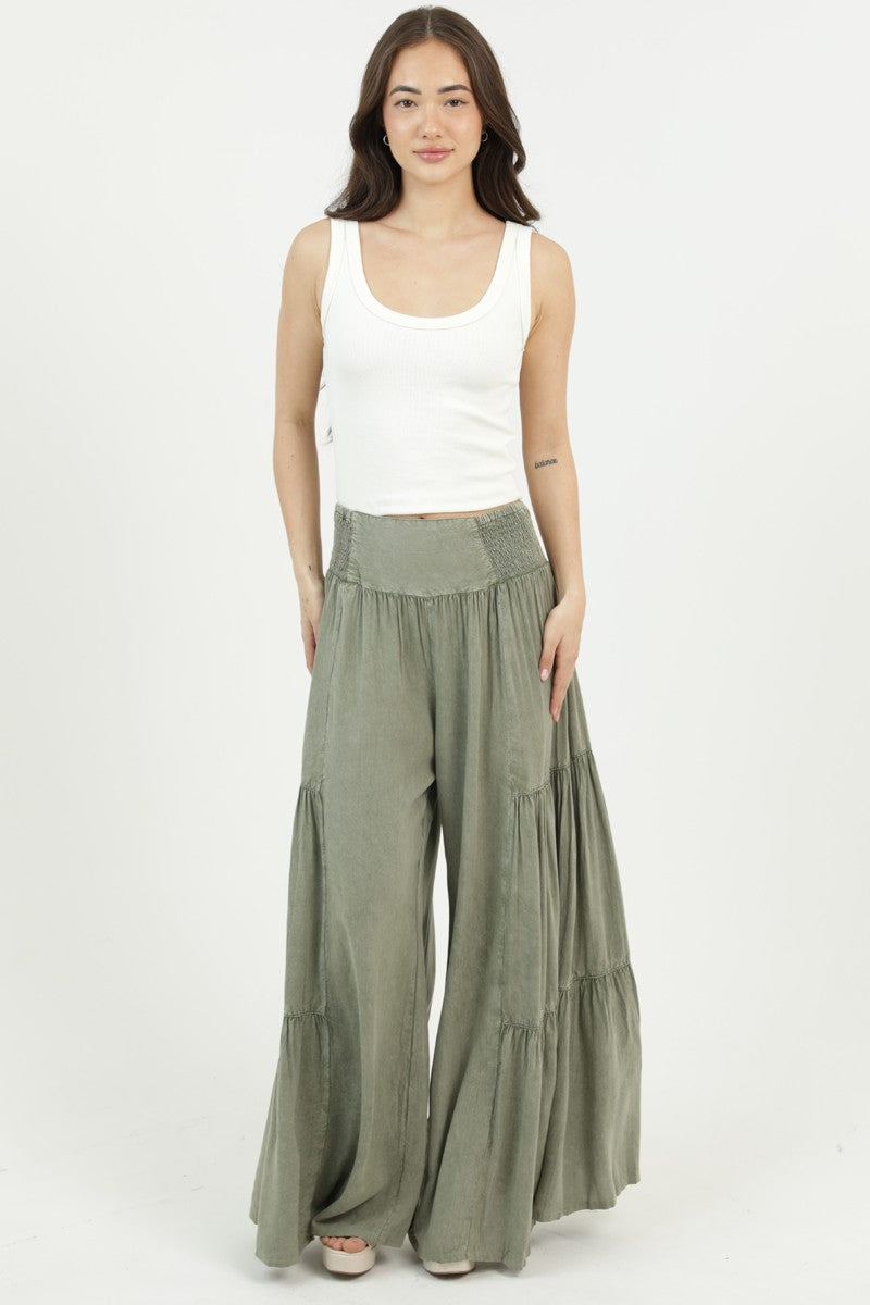 V-Yoke Wide Leg Pants
