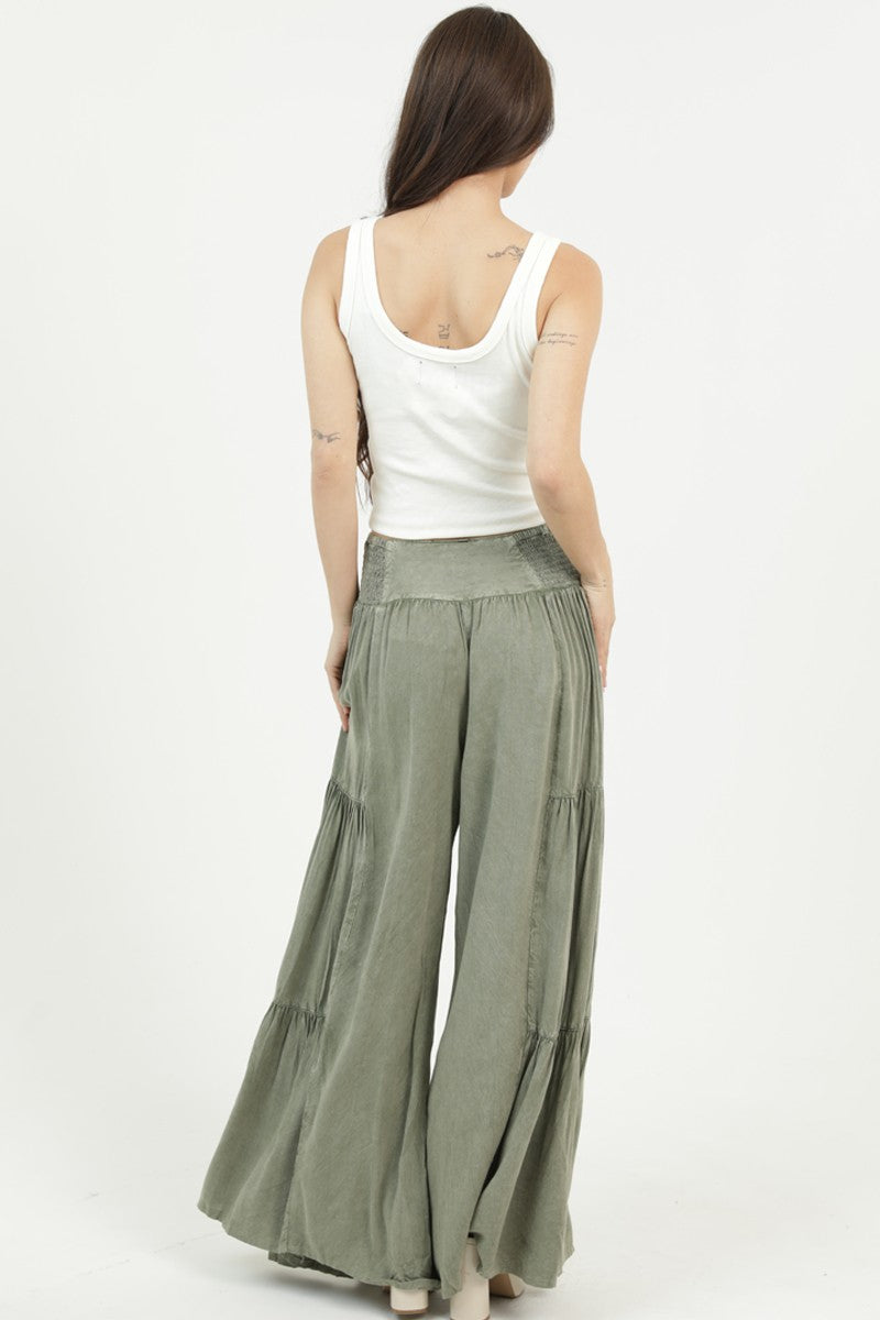 V-Yoke Wide Leg Pants