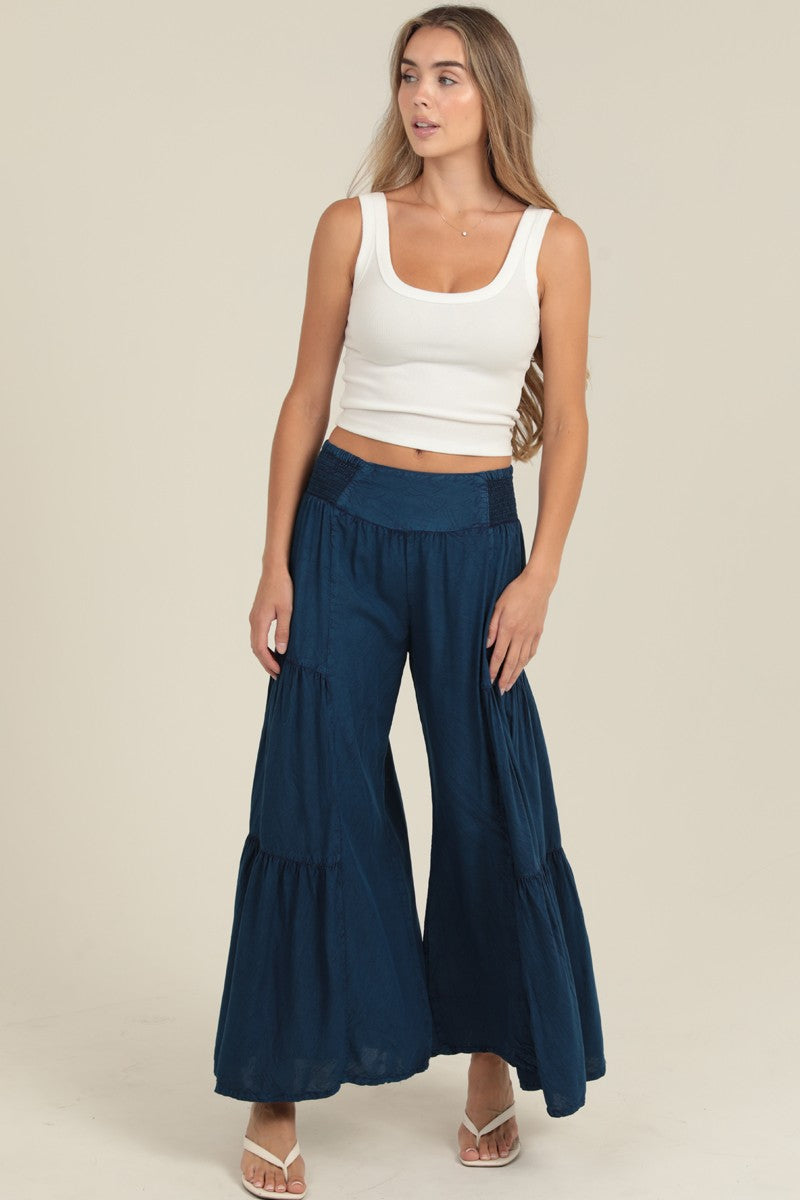 V-Yoke Wide Leg Pants