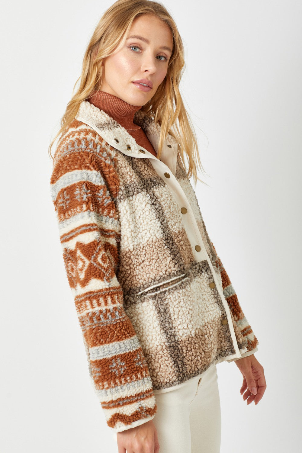 DOORBUSTER: Mixed Print Fleece Jacket