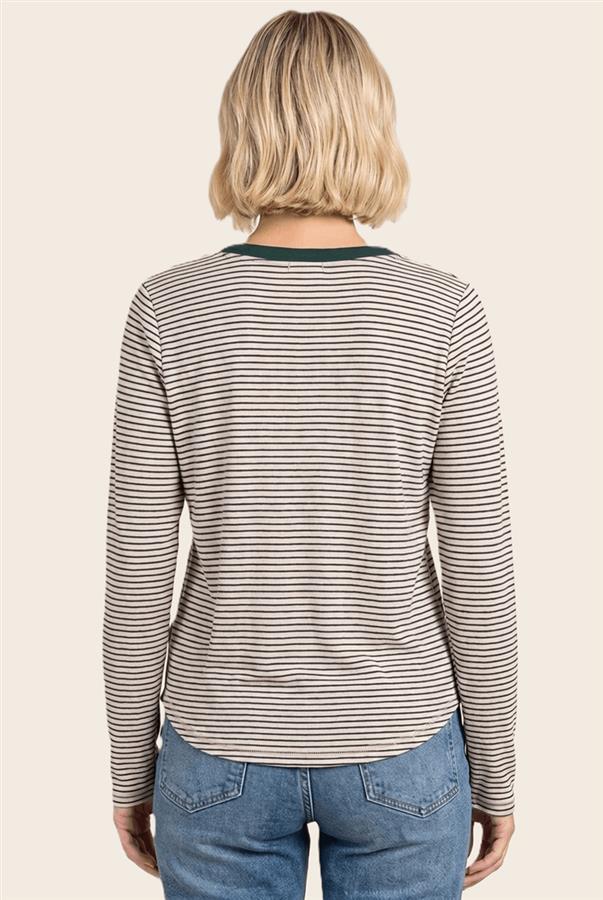 Contrast Henley Striped Jersey Top