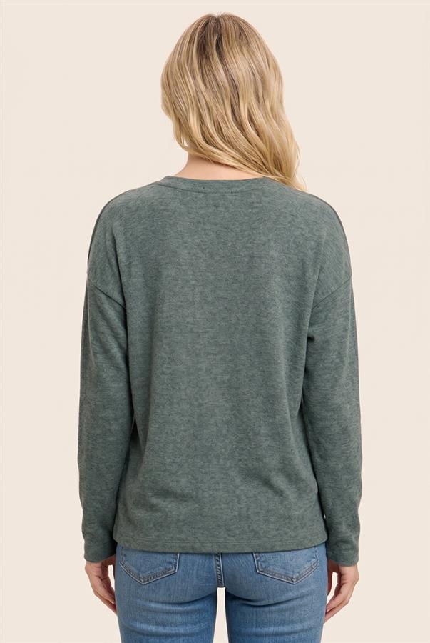 Brushed Split Neck Jersey Top