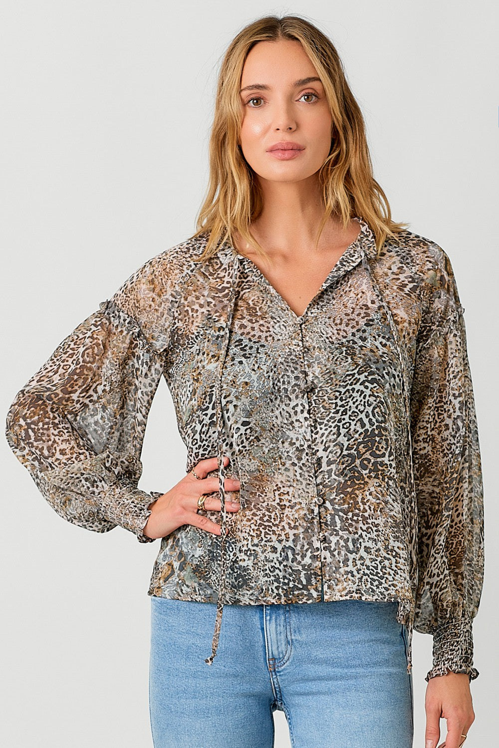 DOORBUSTER: Leopard Peasant Blouse