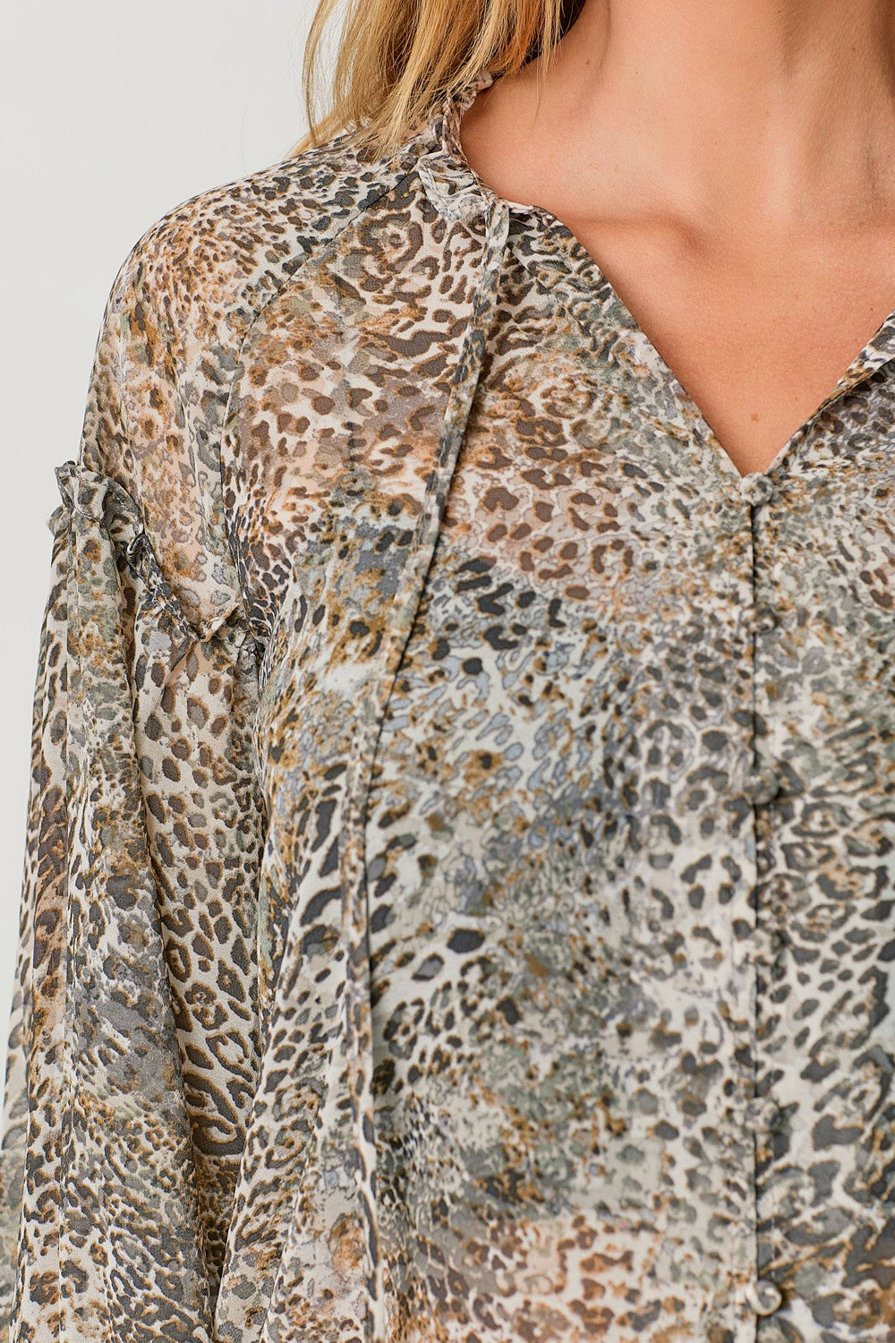 DOORBUSTER: Leopard Peasant Blouse