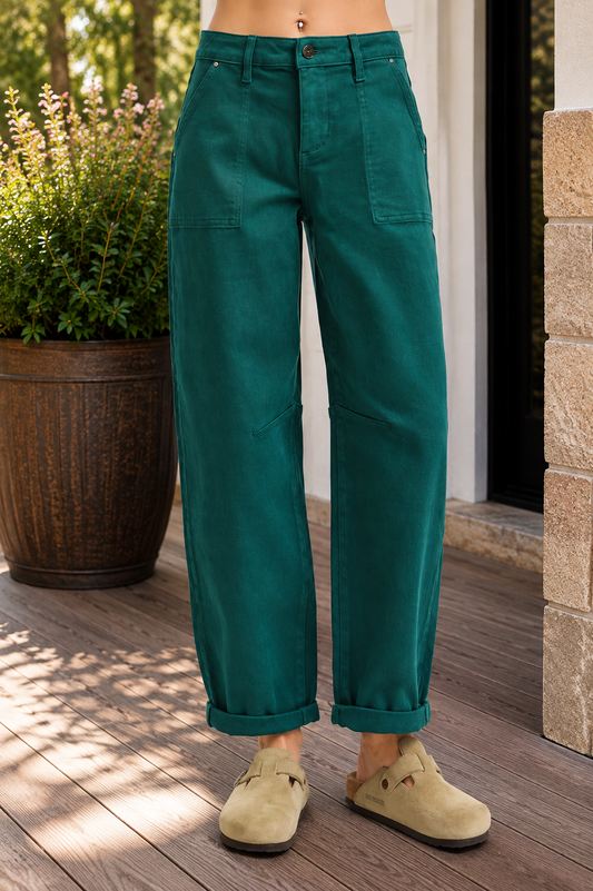 Risen High Rise Cuffed Barrel Pants