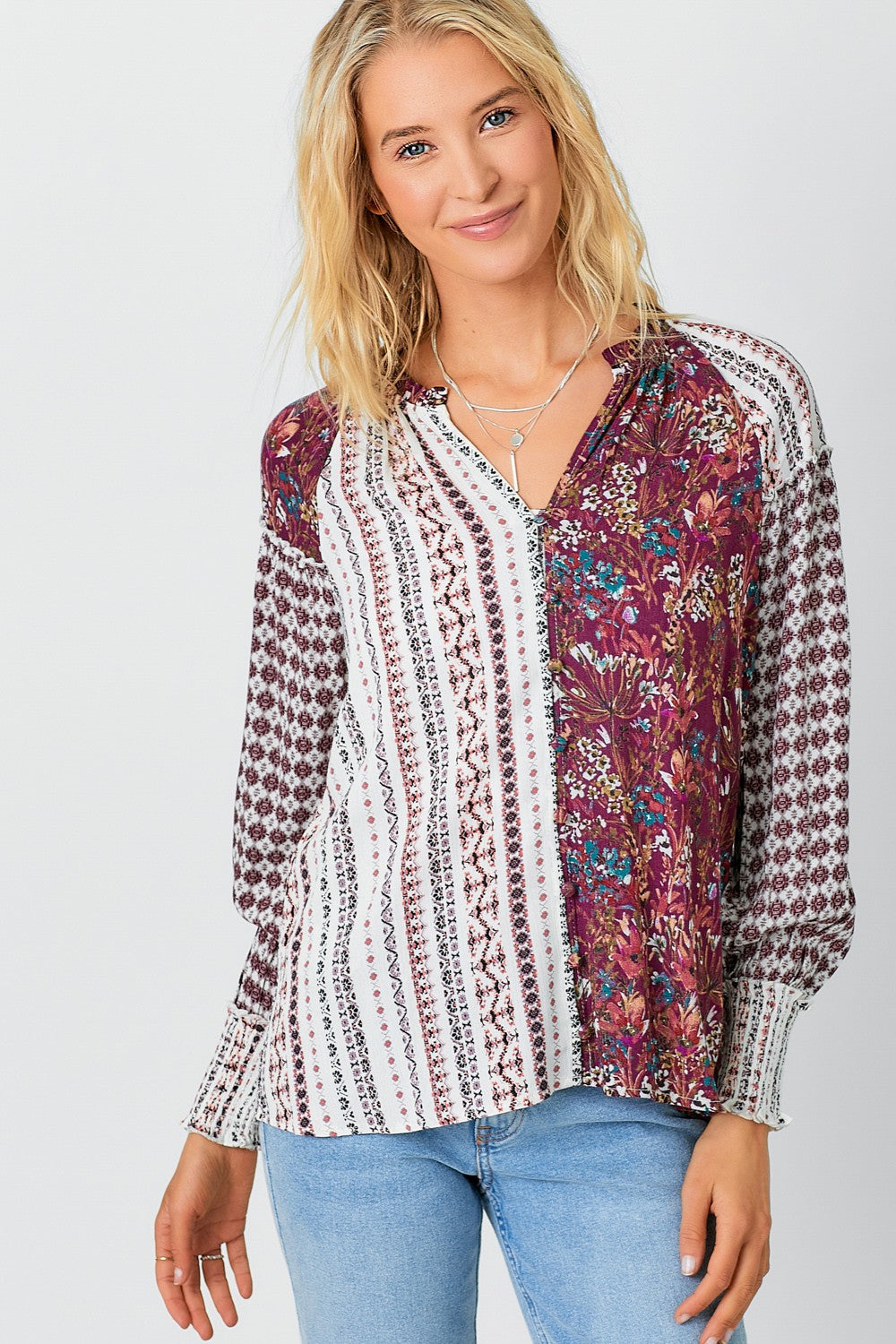 DOORBUSTER: Boho Patchwork Print Top