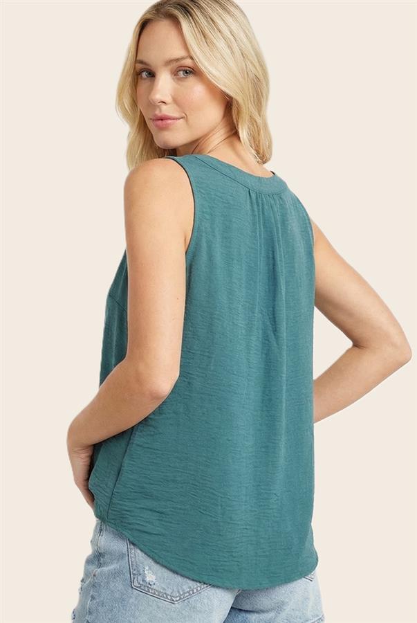 Smocked Square Neck Crinkle Tank