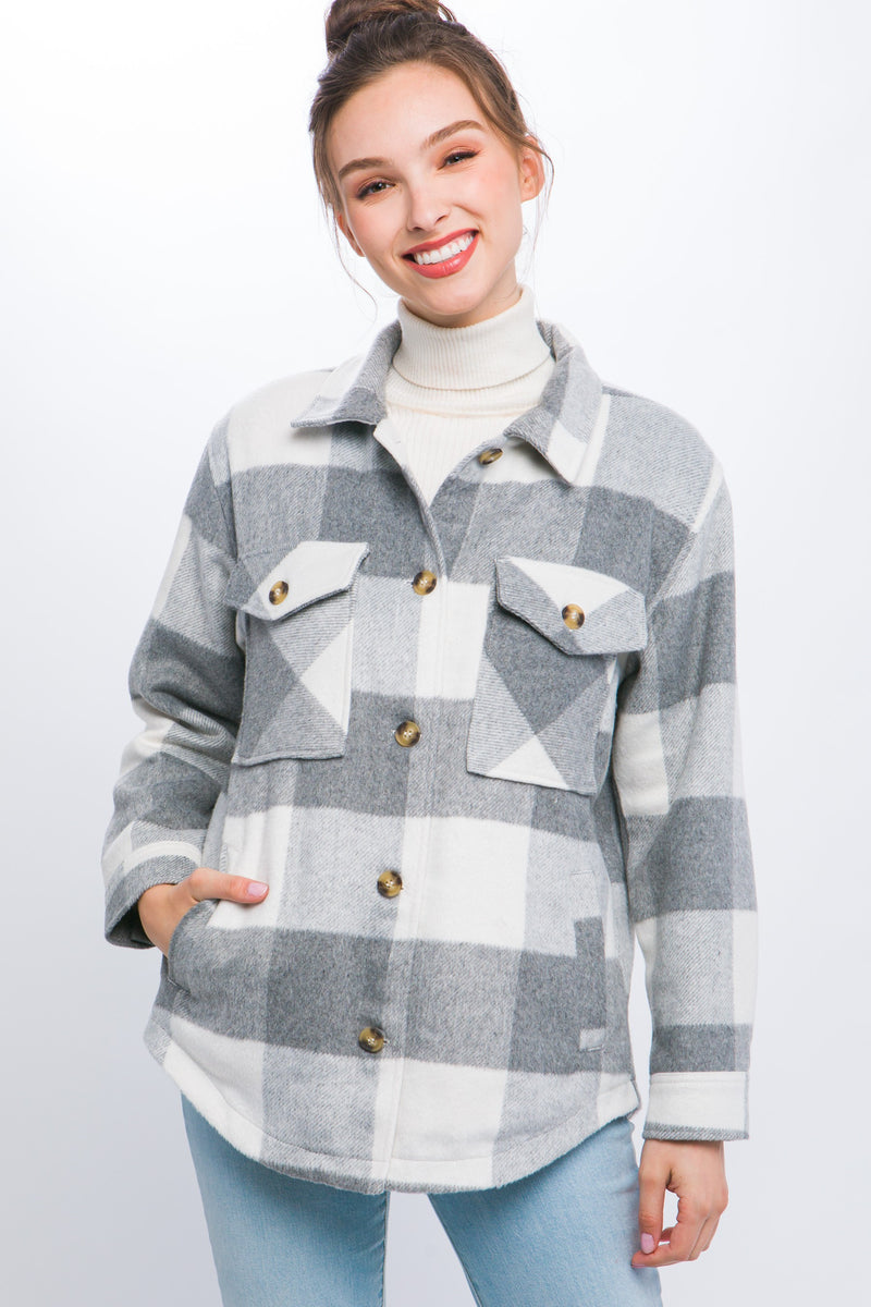 Myka Fleece Plaid Shacket- 4 Colors!.