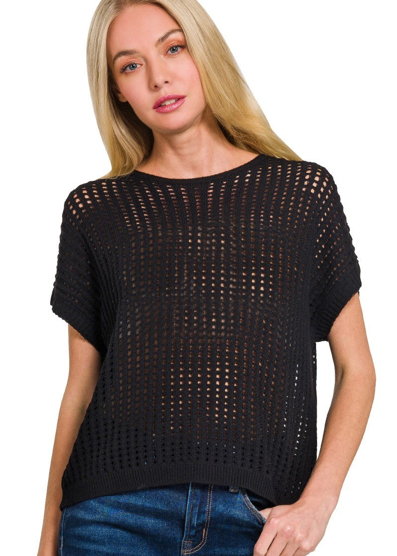 Bayside Crochet Knit Sweater-6 Colors!
