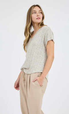 In Line V-Neck Knit Top- 2 Colors!