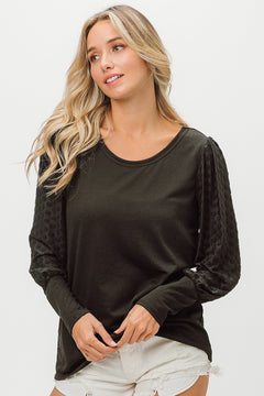 DOORBUSTER Dotted Puff Sleeve Top