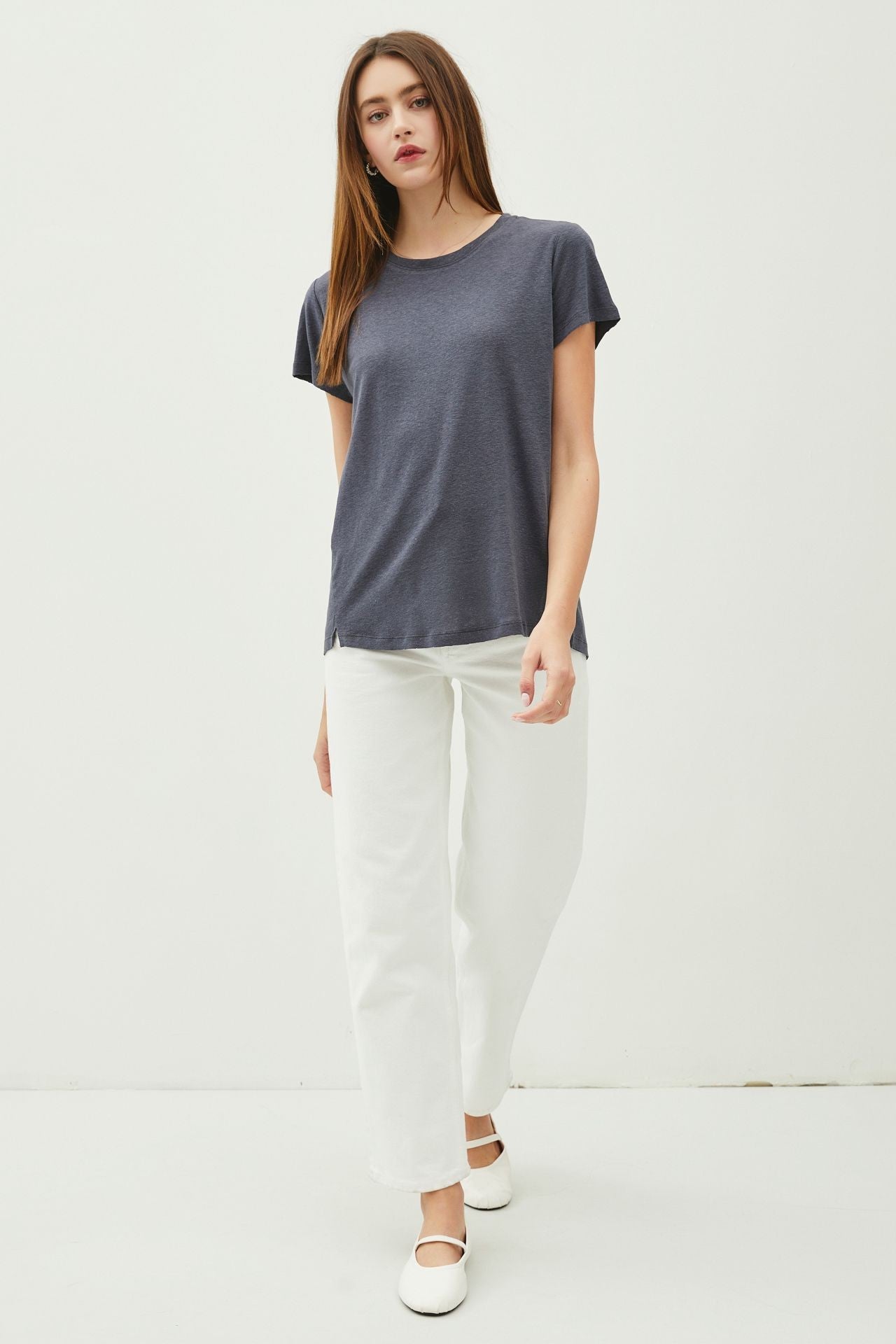 Linen Split Hem Tee