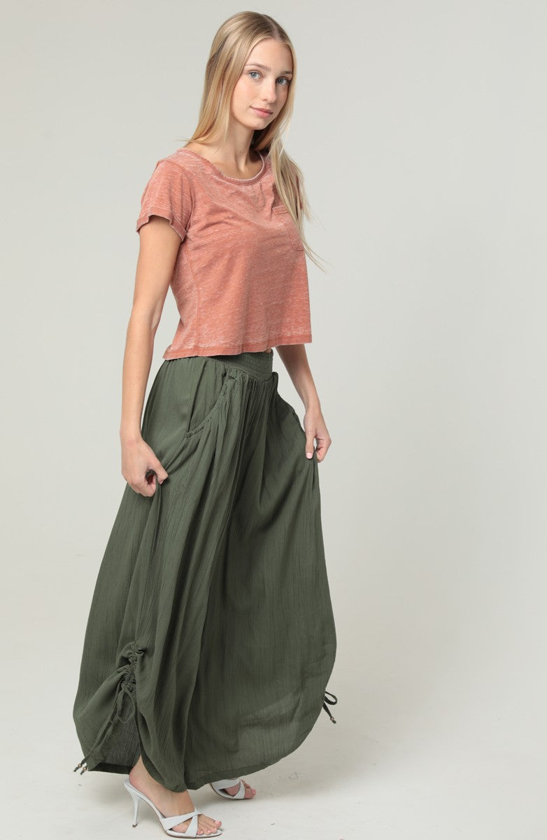 Smocked Waist Wide Leg Pants