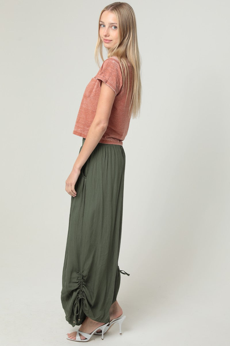 Smocked Waist Wide Leg Pants