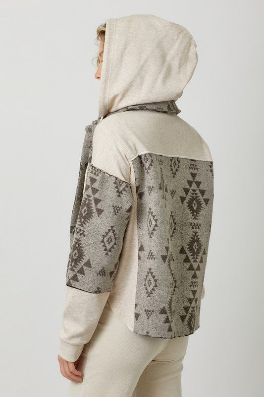 DOORBUSTER: Aztec Color Blocked Hoodie Jacket