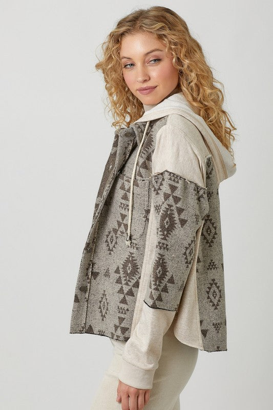 DOORBUSTER: Aztec Color Blocked Hoodie Jacket