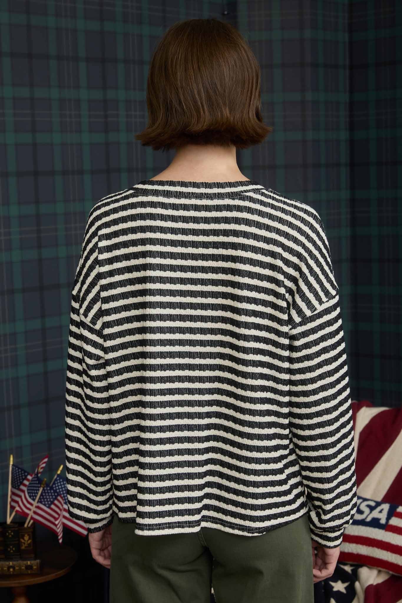 Natasha Textured Striped Long Sleeve