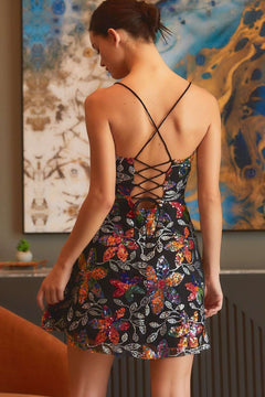 Milena Floral Sequin Mini Dress.