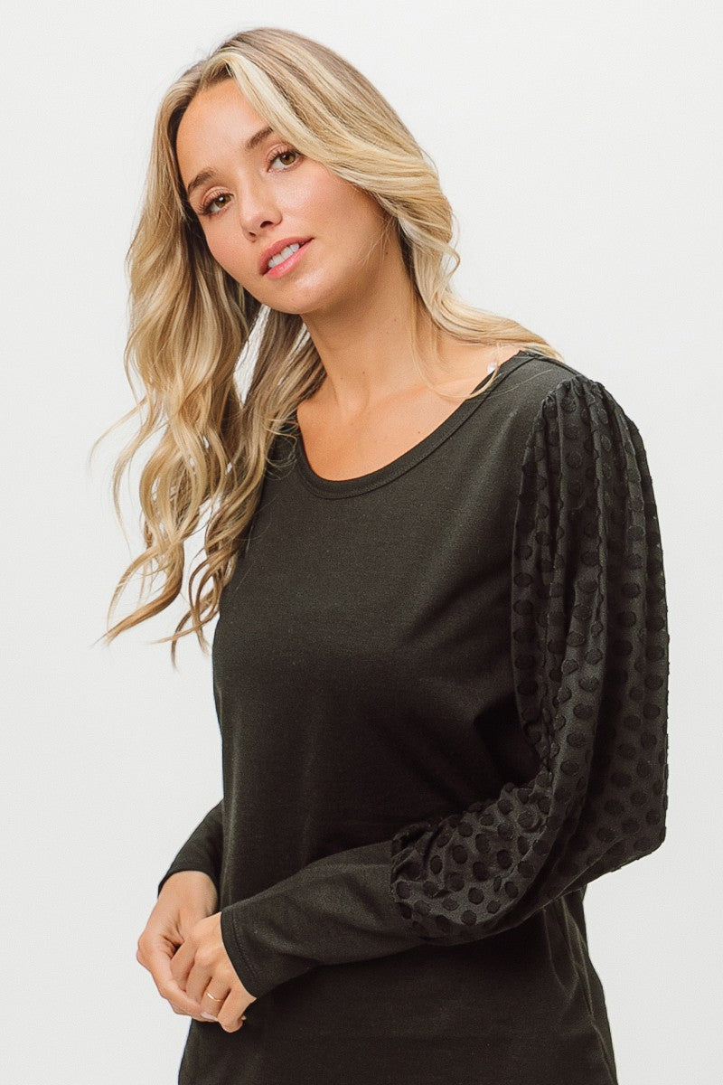 DOORBUSTER Dotted Puff Sleeve Top