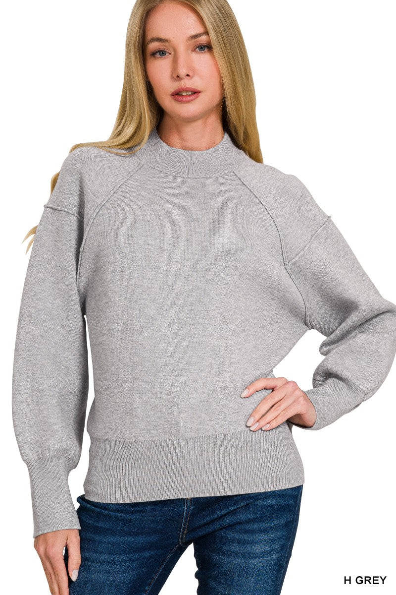 Viscose Mock Neck  Sweater